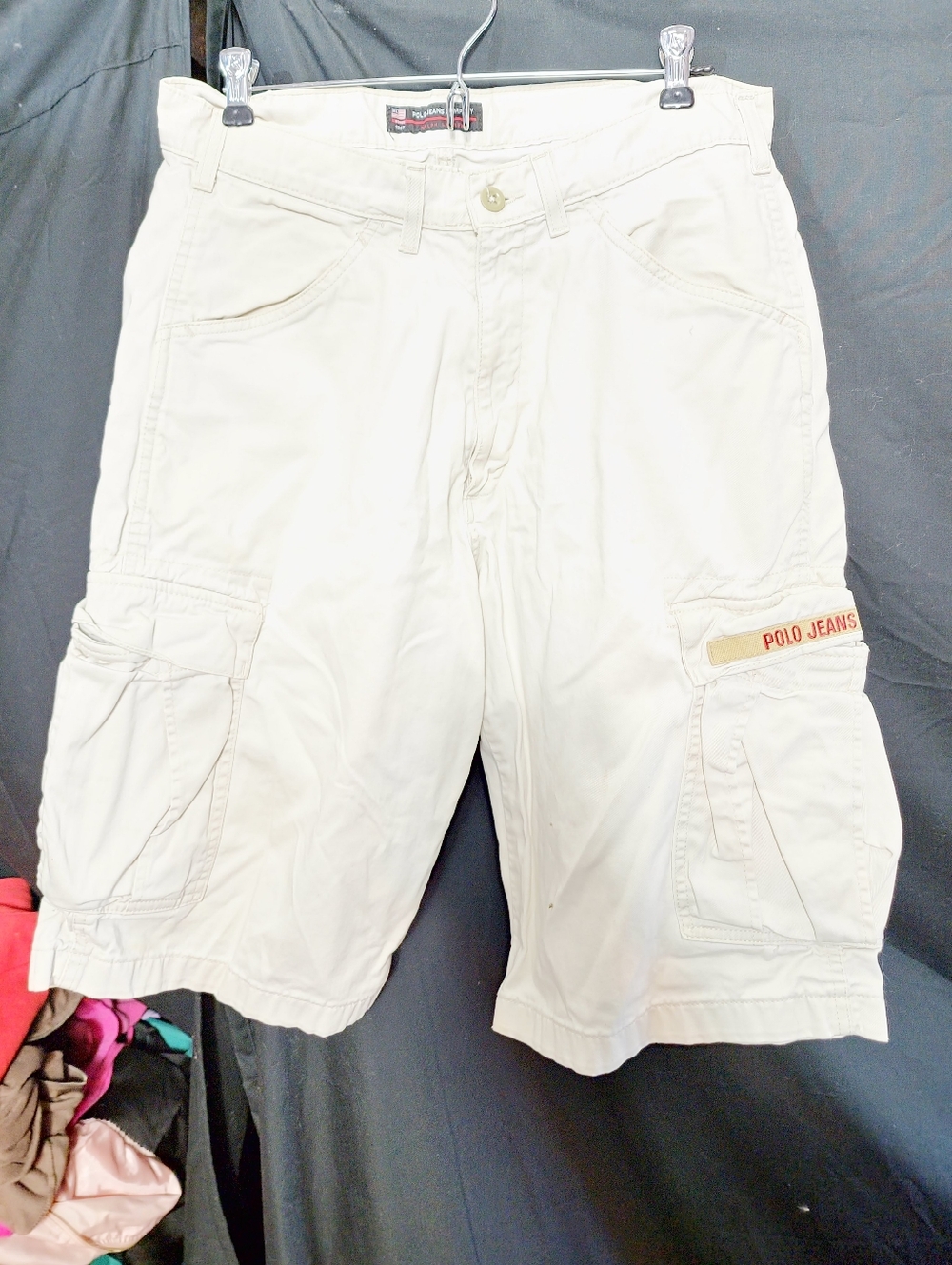Vintage Polo Jeans Co Ralph Lauren Light Khaki Freight Cargo Shorts Size 31